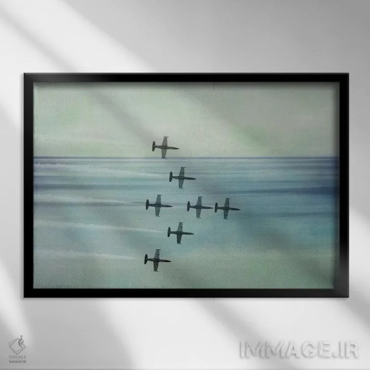 تابلو دکوراتیو پرواز دسته جمعی اثر فایو بای فایو کالکتیو - نمای قابدار مشکی