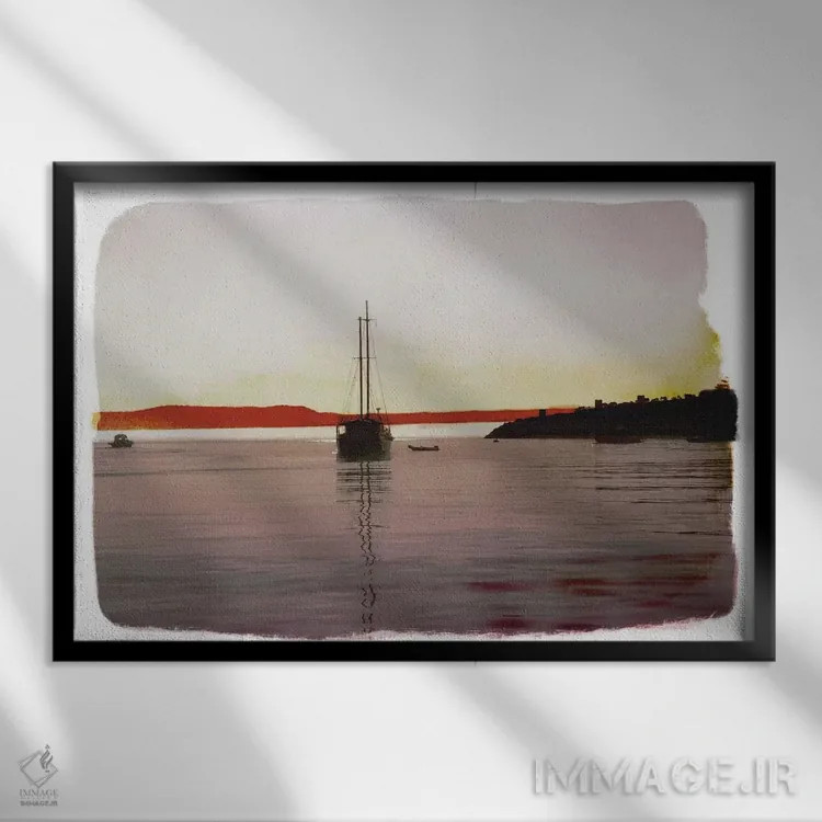 تابلو دکوراتیو بازگشت با قایق رانی اثر فایو بای فایو کالکتیو - نمای قابدار مشکی