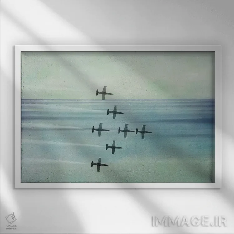تابلو دکوراتیو پرواز دسته جمعی اثر فایو بای فایو کالکتیو - نمای قابدار سفید