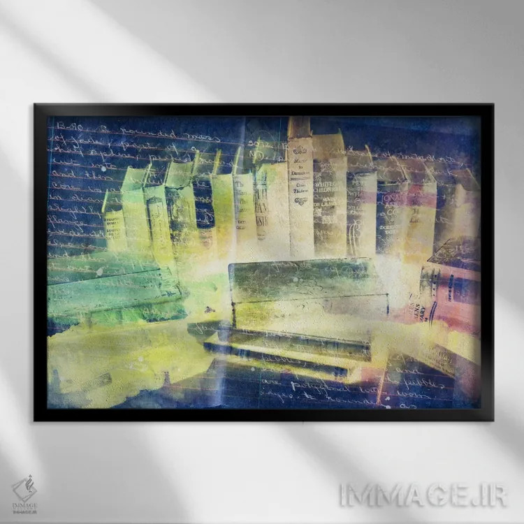 تابلو دکوراتیو درس هایی نوشته شده در کتاب ها اثر فایو بای فایو کالکتیو - نمای قابدار مشکی