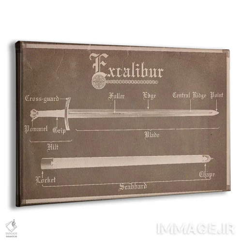 تابلو دکوراتیو نمودار اکسکالیبر با سنگ قهوه ای اثر فایو بای فایو کالکتیو - نمای پرسپکتیو محصول