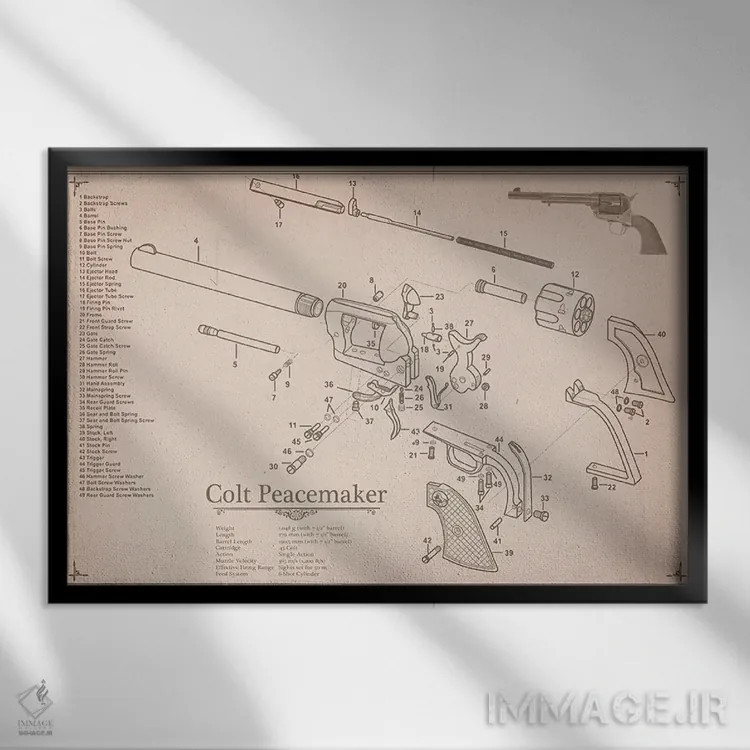 تابلو دکوراتیو نمودار کلت پیس میکر شماره ۲ اثر فایو بای فایو کالکتیو - نمای قابدار مشکی