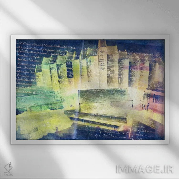 تابلو دکوراتیو درس هایی نوشته شده در کتاب ها اثر فایو بای فایو کالکتیو - نمای قابدار سفید