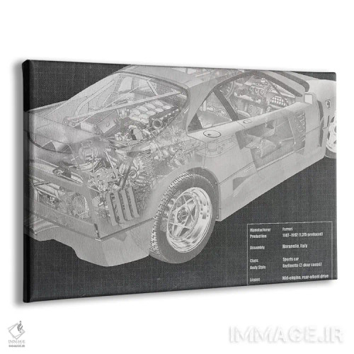 تابلو دکوراتیو نقشه فنی اشعه ایکس موتور و داخل خودرو اثر فایو بای فایو کالکتیو - نمای پرسپکتیو محصول