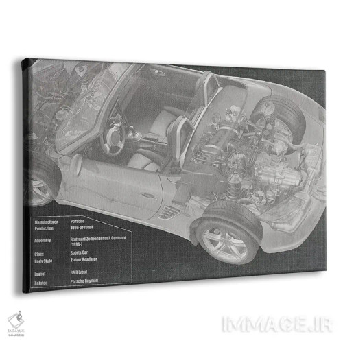 تابلو دکوراتیو نقشه فنی اشعه ایکس موتور خودرو کانورتیبل اثر فایو بای فایو کالکتیو - نمای پرسپکتیو محصول