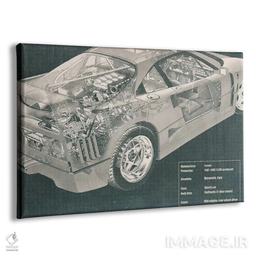 تابلو دکوراتیو نقشه فنی اشعه ایکس موتور و داخل خودرو شماره ۲ اثر فایو بای فایو کالکتیو - نمای پرسپکتیو محصول