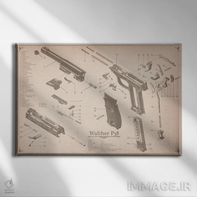 تابلو دکوراتیو نمودار شماره ۲ والتر P38 اثر فایو بای فایو کالکتیو - نمای روبهرو روی دیوار