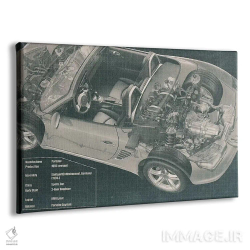 تابلو دکوراتیو نقشه فنی اشعه ایکس موتور خودرو کانورتیبل شماره ۲ اثر فایو بای فایو کالکتیو - نمای پرسپکتیو محصول
