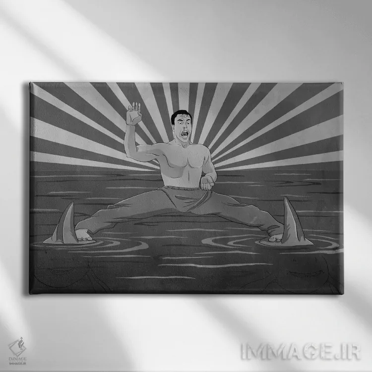 تابلو دکوراتیو کوسه های تکه شده اثر فایو بای فایو کالکتیو - نمای روبهرو روی دیوار