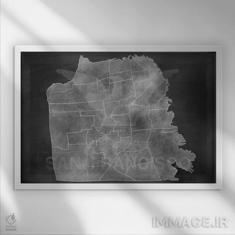 تابلو انتزاعی نقشه فرانسه با گچ اثر فایو بای فایو کالکتیو - نمای قابدار سفید