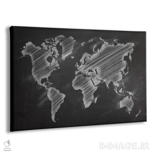 تابلو انتزاعی نقشه گچی جهان اثر فایو بای فایو کالکتیو - نمای پرسپکتیو محصول
