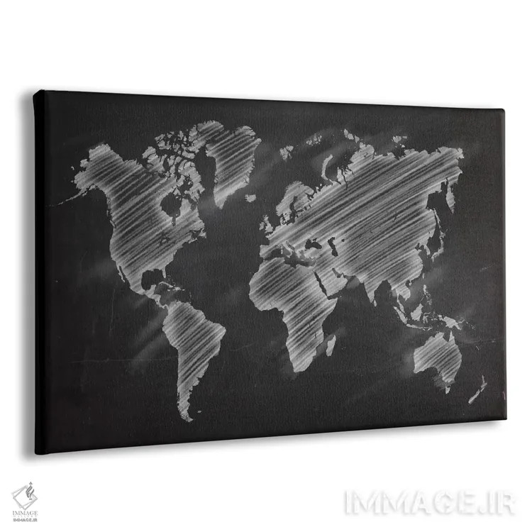 تابلو انتزاعی نقشه گچی جهان اثر فایو بای فایو کالکتیو - نمای پرسپکتیو محصول