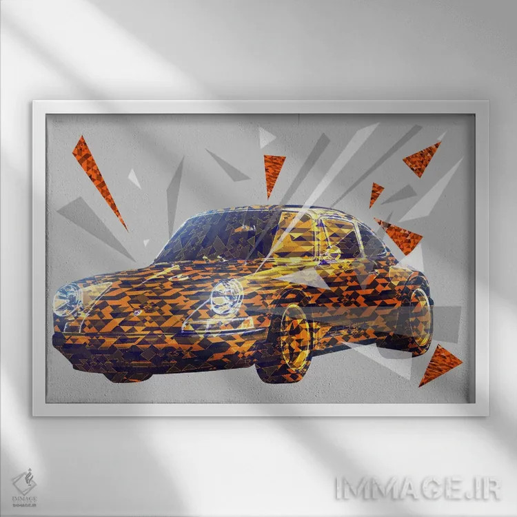 تابلو دکوراتیو یوزپلنگ خیابانی اثر فایو بای فایو کالکتیو - نمای قابدار سفید