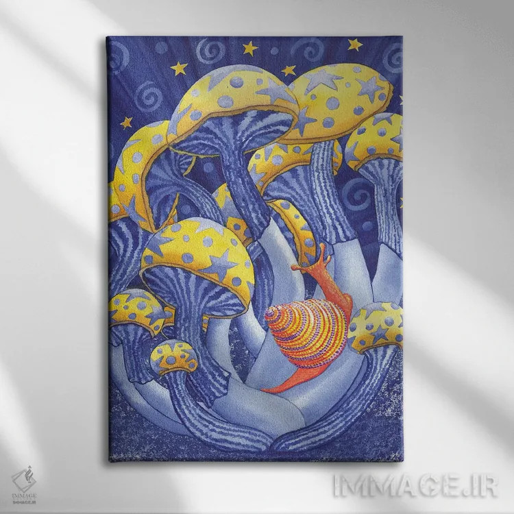 تابلو دکوراتیو قارچ های جادویی اثر کترین جی مک الروی - نمای روبهرو روی دیوار