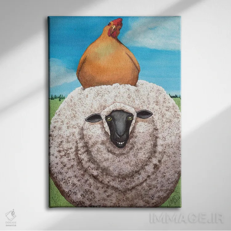تابلو دکوراتیو هی، گوسفند بانمک! اثر کترین جی مک الروی - نمای روبهرو روی دیوار