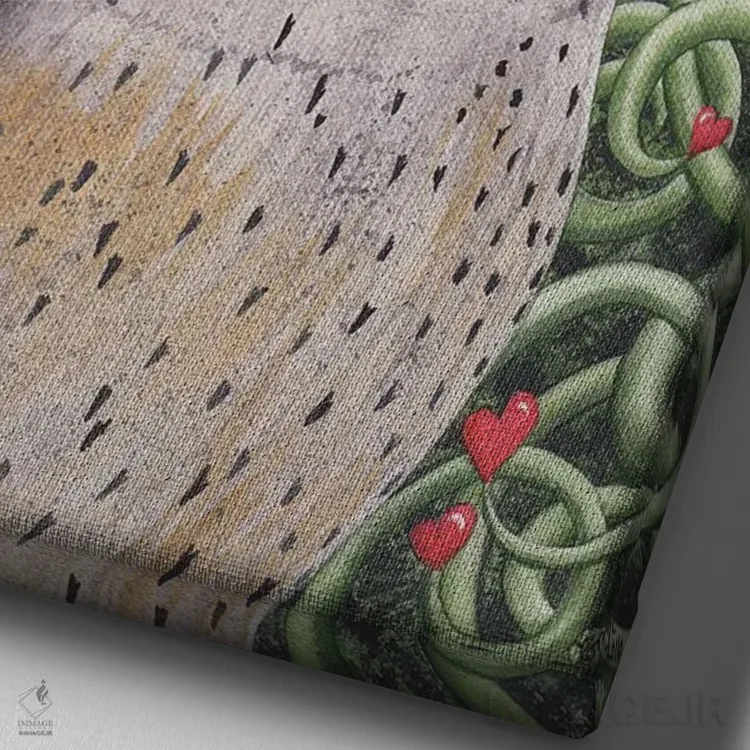 تابلو دکوراتیو چه کسی را دوست داری؟ اثر کترین جی مک الروی - نمای نزدیک بافت بوم