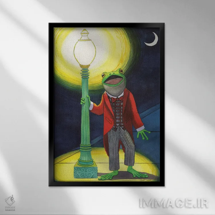 تابلو دکوراتیو قورباغه صدا اثر کترین جی مک الروی - نمای قابدار مشکی