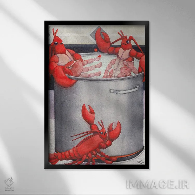 تابلو دکوراتیو اسپا خرچنگ اثر کترین جی مک الروی - نمای قابدار مشکی