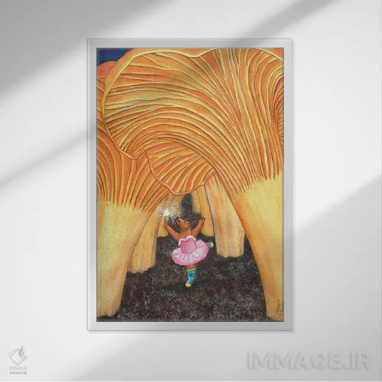 تابلو دکوراتیو خرس دختر با چکمه های ضدآب اثر کترین جی مک الروی - نمای قابدار سفید