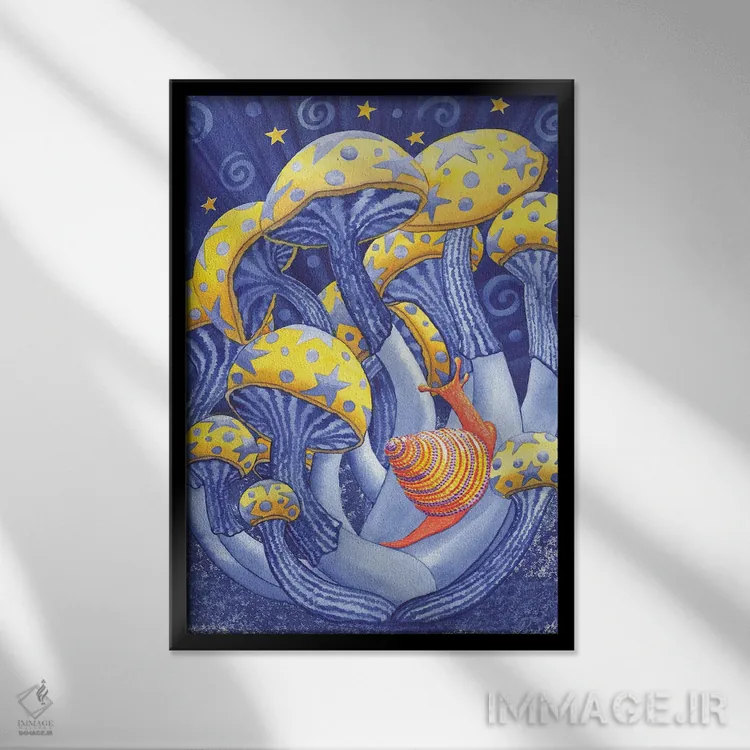 تابلو دکوراتیو قارچ های جادویی اثر کترین جی مک الروی - نمای قابدار مشکی