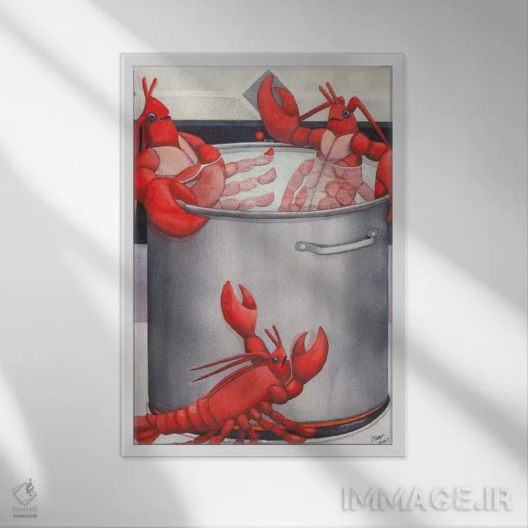 تابلو دکوراتیو اسپا خرچنگ اثر کترین جی مک الروی - نمای قابدار سفید