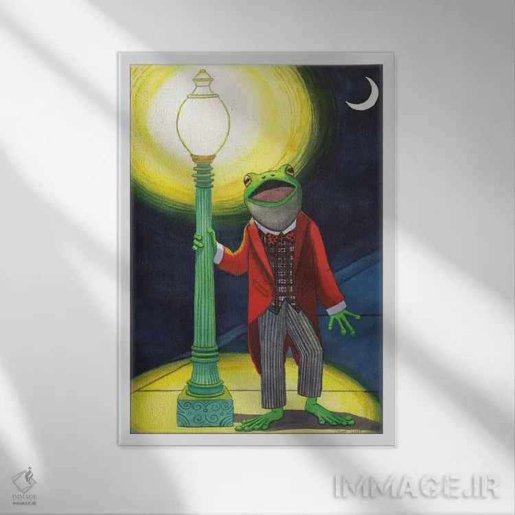 تابلو دکوراتیو قورباغه صدا اثر کترین جی مک الروی - نمای قابدار سفید