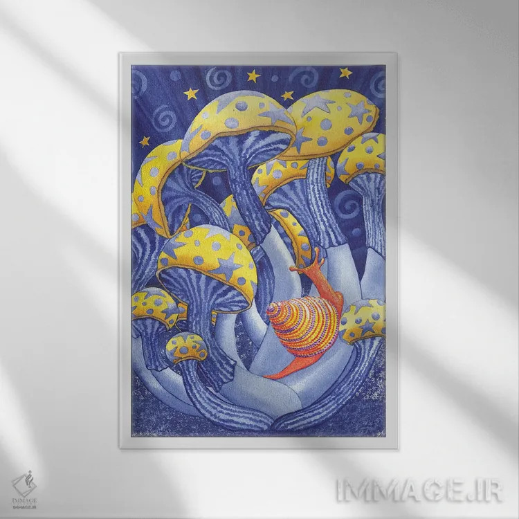 تابلو دکوراتیو قارچ های جادویی اثر کترین جی مک الروی - نمای قابدار سفید