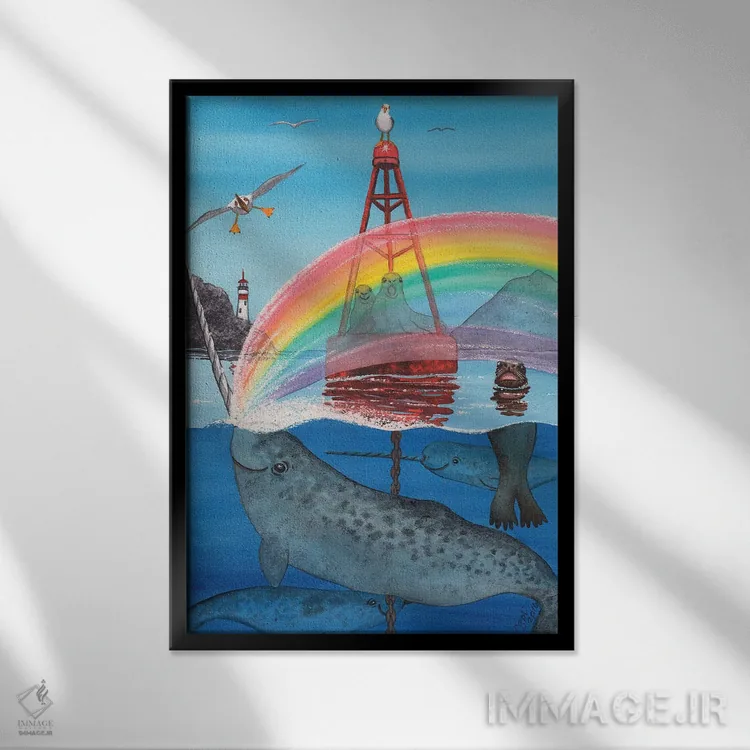 تابلو دکوراتیو تک شاخ دریا اثر کترین جی مک الروی - نمای قابدار مشکی