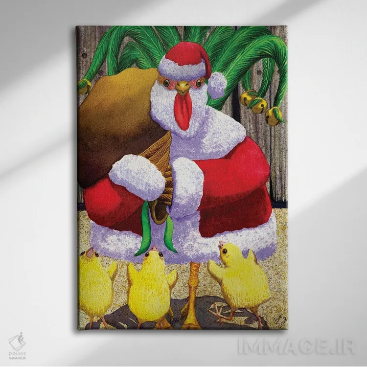 تابلو دکوراتیو مرغ بابانوئل اثر کترین جی مک الروی - نمای روبهرو روی دیوار