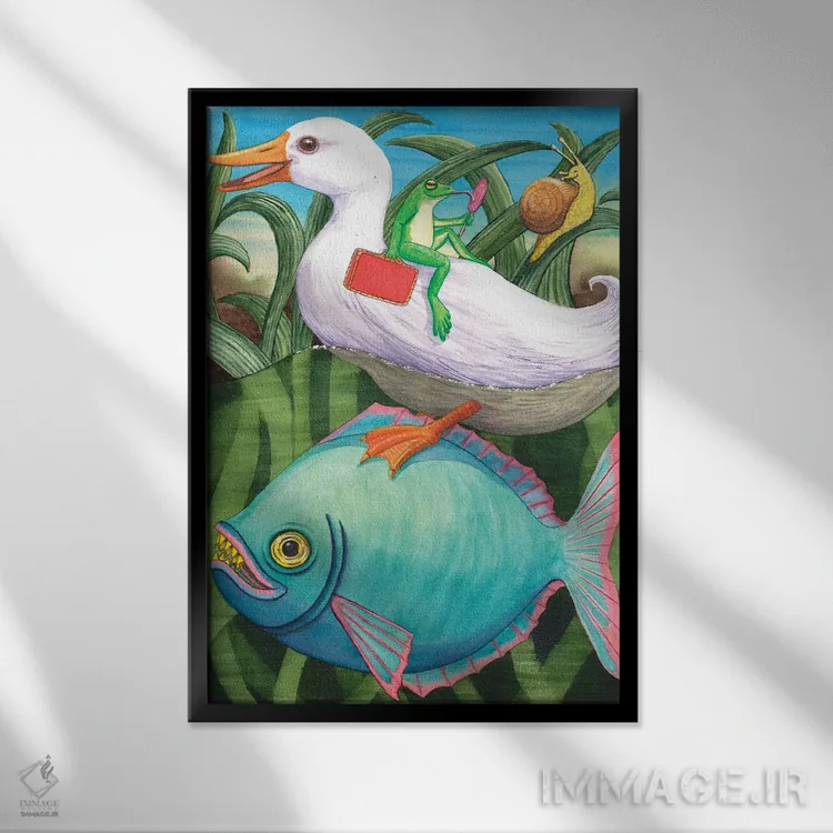 تابلو دکوراتیو چمدان قرمز اثر کترین جی مک الروی - نمای قابدار مشکی