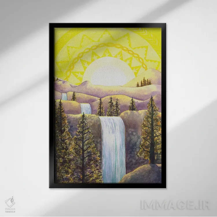 تابلو دکوراتیو چاکرای شبکه خورشیدی اثر کترین جی مک الروی - نمای قابدار مشکی