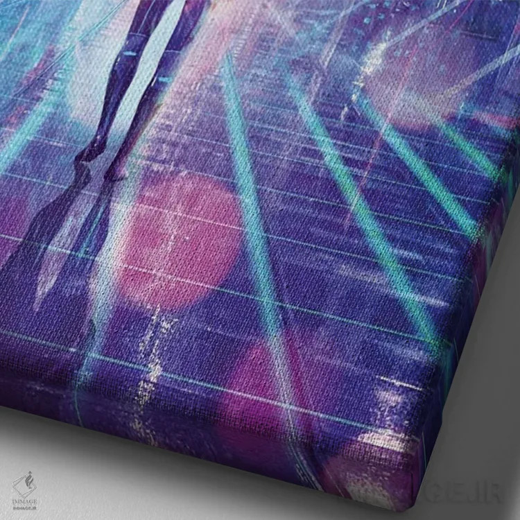 تابلو دکوراتیو منطقه نئونی اثر کامرون گری - نمای نزدیک بافت بوم