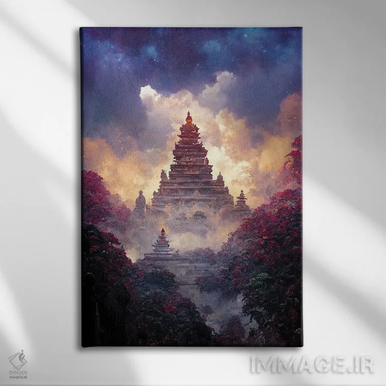 تابلو دکوراتیو معبد بودایی اثر کامرون گری - نمای روبهرو روی دیوار