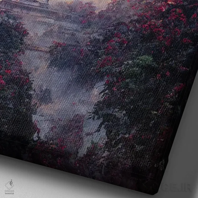 تابلو دکوراتیو معبد بودایی اثر کامرون گری - نمای نزدیک بافت بوم