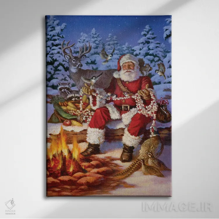 تابلو دکوراتیو آتش کمپ کریسمس اثر کربرت گوتیه - نمای روبهرو روی دیوار