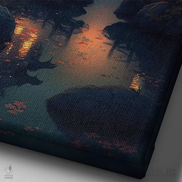 تابلو دکوراتیو روستای کوهستانی اثر کامرون گری - نمای نزدیک بافت بوم