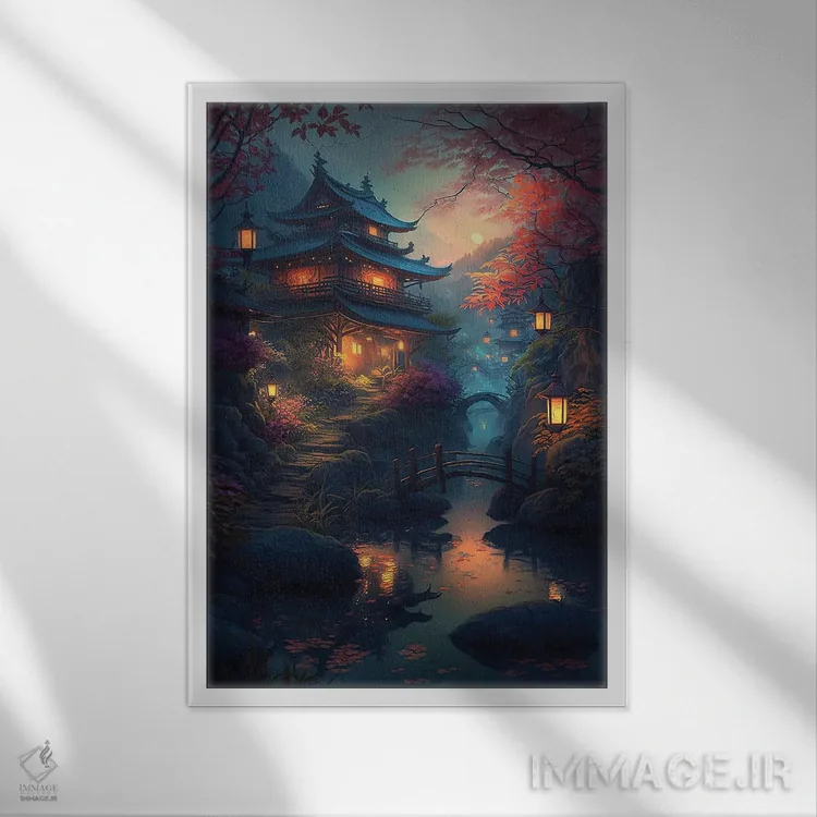 تابلو دکوراتیو روستای کوهستانی اثر کامرون گری - نمای قابدار سفید