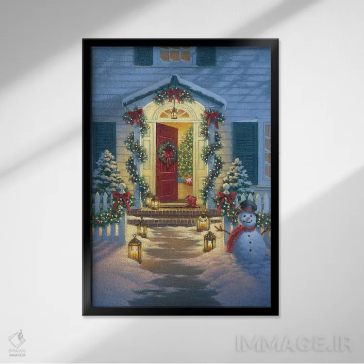 تابلو دکوراتیو ایوان کریسمس اثر کربرت گوتیه - نمای قابدار مشکی