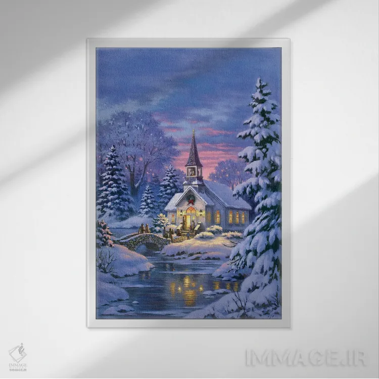 تابلو دکوراتیو کلیسای روستایی اثر کربرت گوتیه - نمای قابدار سفید