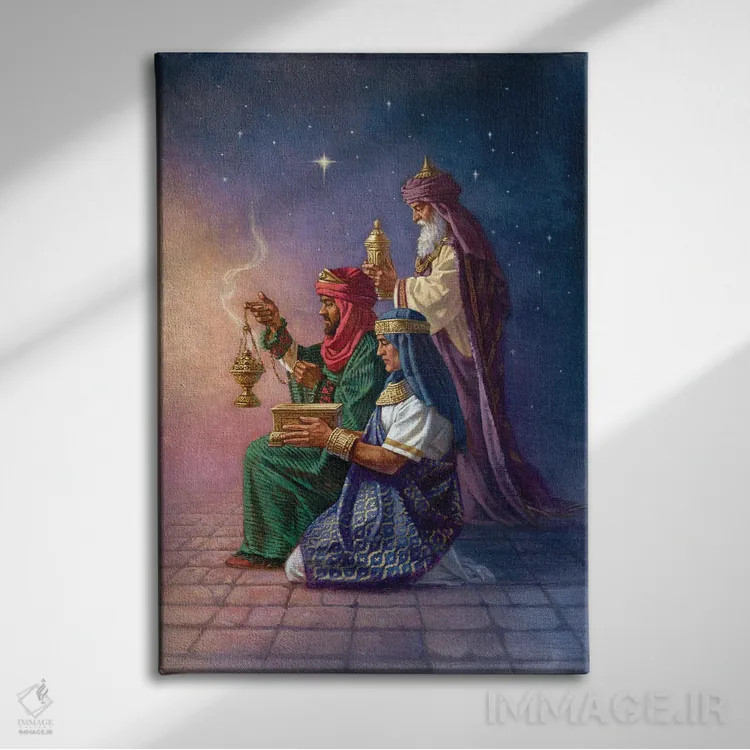 تابلو دکوراتیو هدایای سه شاه/مرد دانا اثر کربرت گوتیه - نمای روبهرو روی دیوار