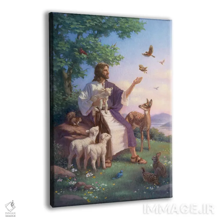 تابلو دکوراتیو عیسی با حیوانات اثر کربرت گوتیه - نمای پرسپکتیو محصول