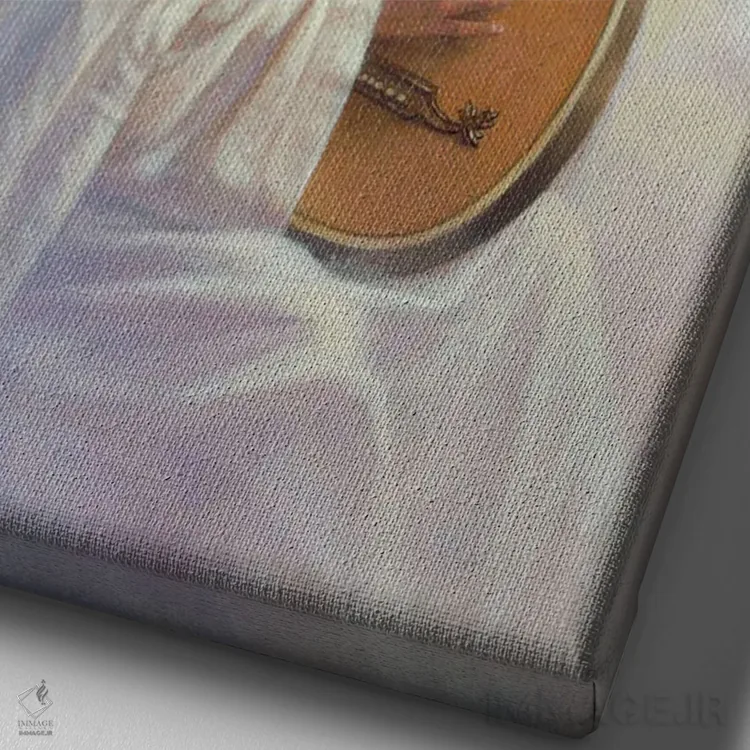 تابلو دکوراتیو فرشته با لوت اثر کربرت گوتیه - نمای نزدیک بافت بوم