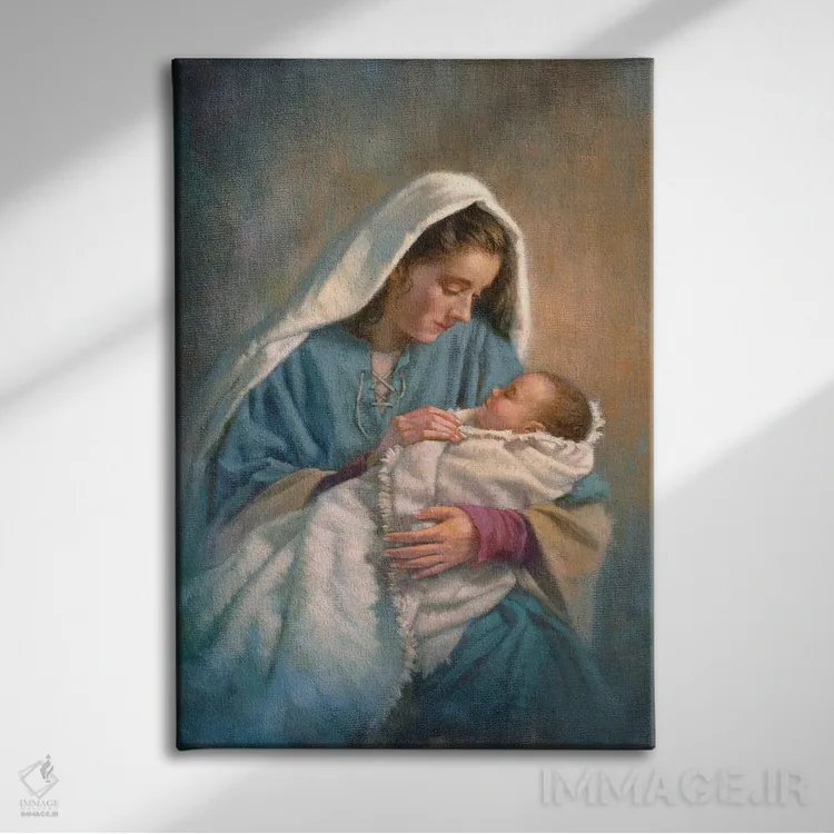 تابلو دکوراتیو مریم و عیسی نوزاد اثر کربرت گوتیه - نمای روبهرو روی دیوار