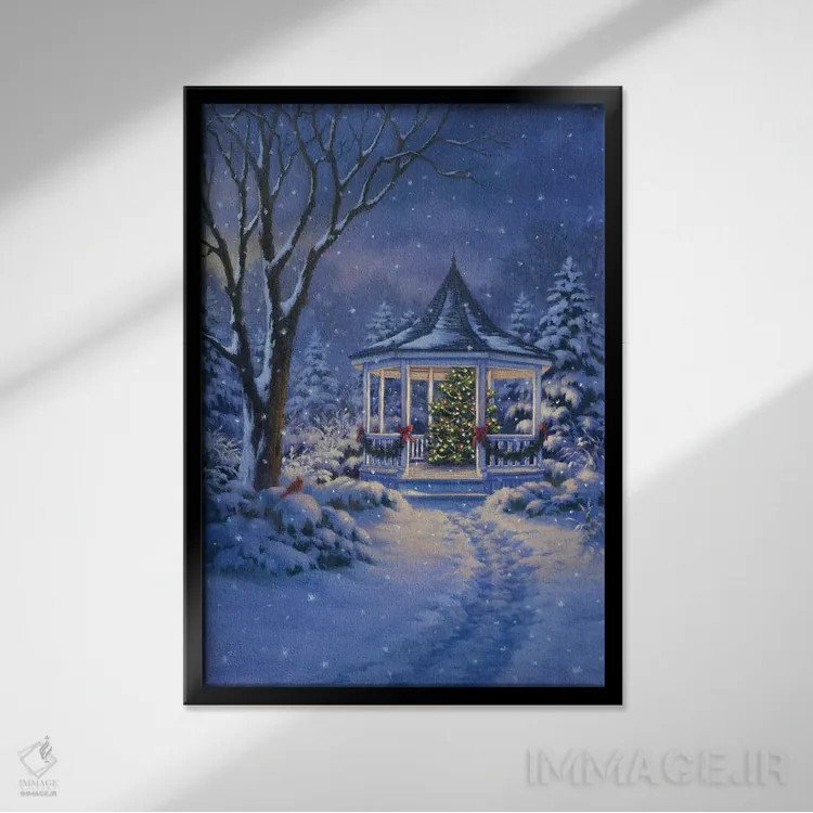 تابلو دکوراتیو آلاچیق تعطیلات اثر کربرت گوتیه - نمای قابدار مشکی