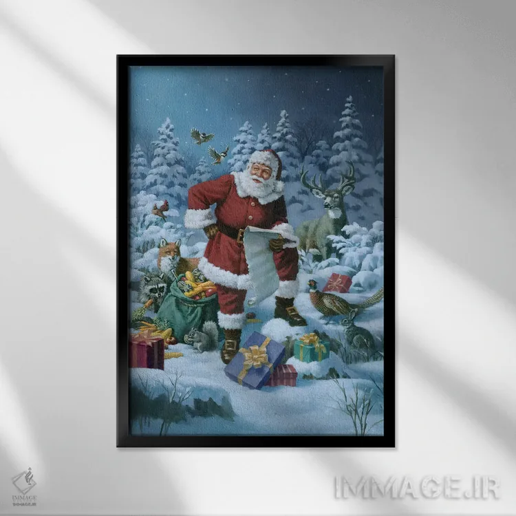 تابلو دکوراتیو مهمانی کریسمس در مهتاب ۲ اثر کربرت گوتیه - نمای قابدار مشکی