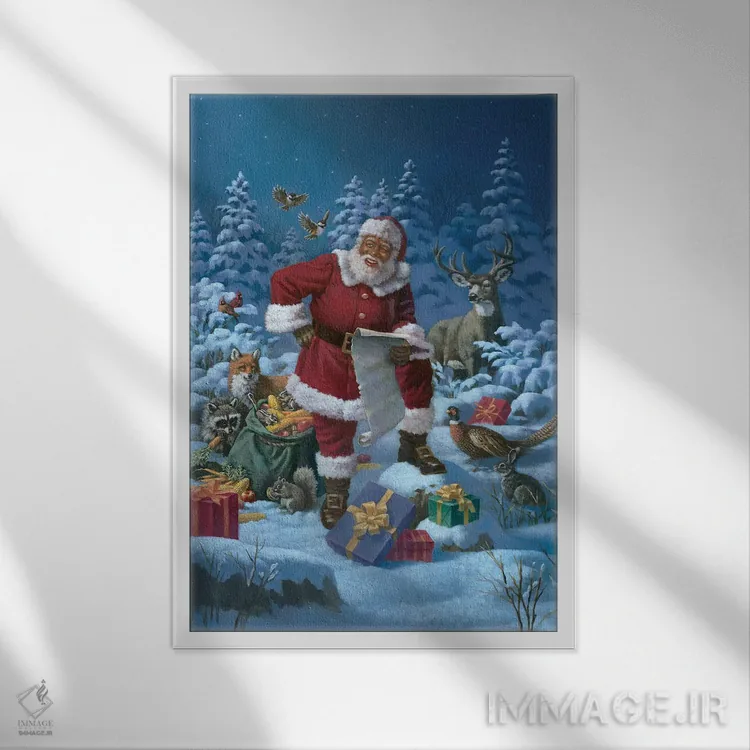 تابلو دکوراتیو مهمانی کریسمس در مهتاب اثر کربرت گوتیه - نمای قابدار سفید