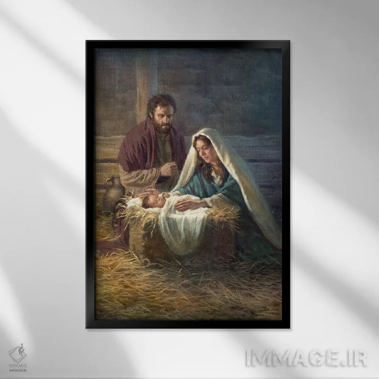 تابلو دکوراتیو تولد مسیح اثر کربرت گوتیه - نمای قابدار مشکی