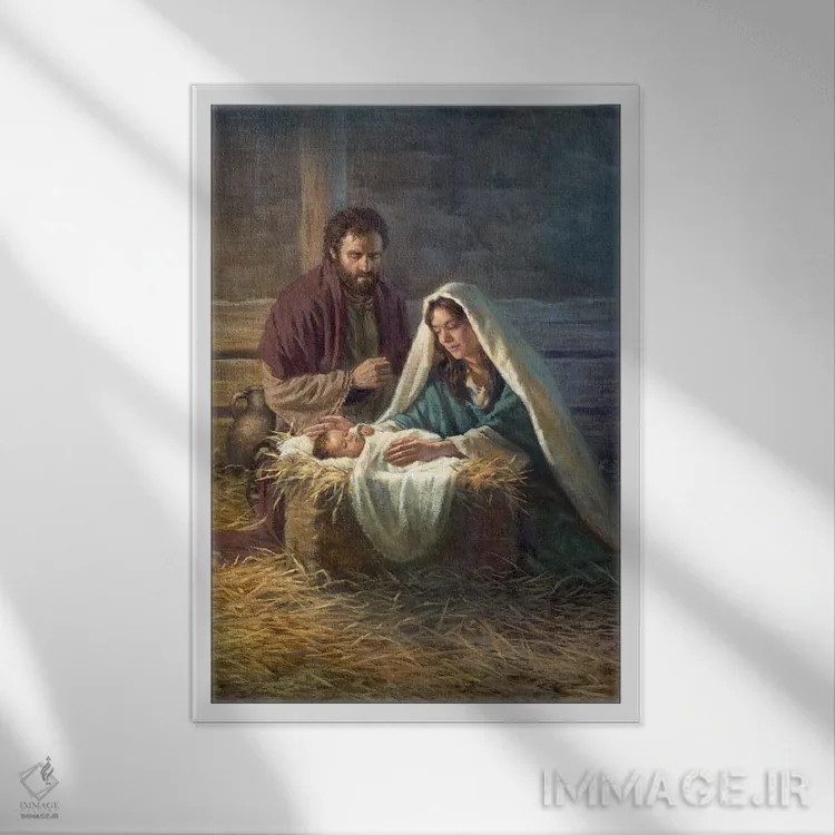 تابلو دکوراتیو تولد مسیح اثر کربرت گوتیه - نمای قابدار سفید