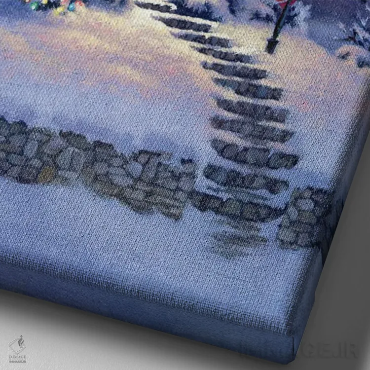 تابلو دکوراتیو کلبه در شفق اثر کربرت گوتیه - نمای نزدیک بافت بوم