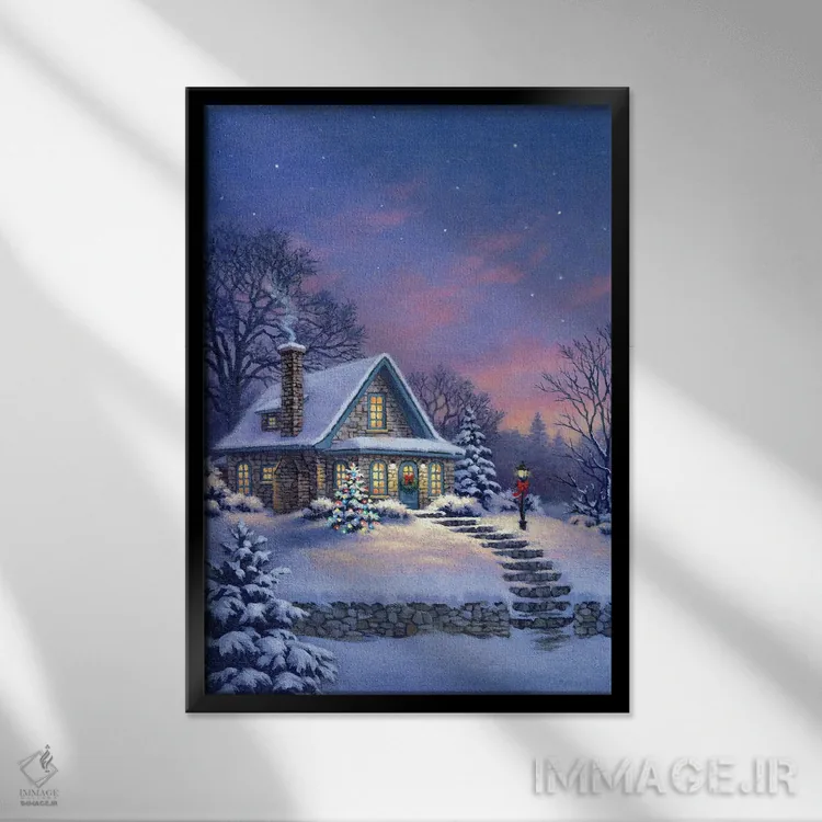 تابلو دکوراتیو کلبه در شفق اثر کربرت گوتیه - نمای قابدار مشکی